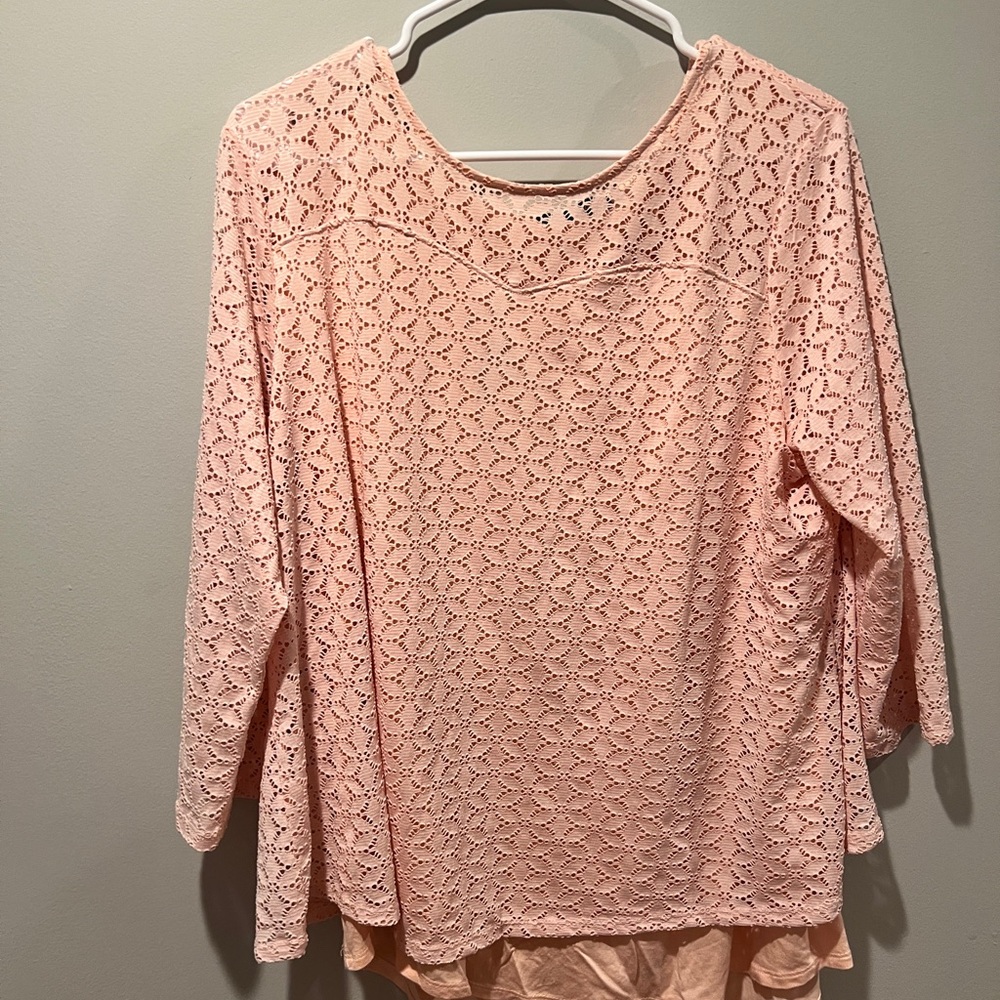Roz & Ali Light Pink Lace Blouse